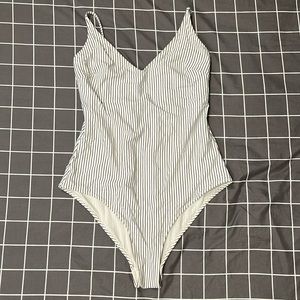 H&M White/Black stripped One piece. SizeM.